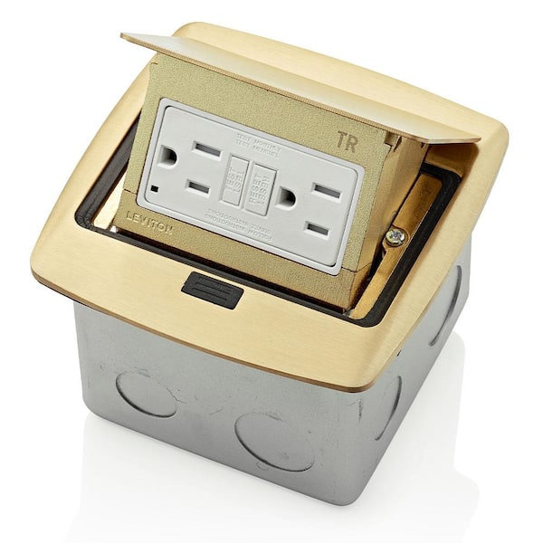 Pop-Up Floor Box with 15 Amp, Tamper-Resistant Self-Test GFCI Outlet, Brass PFGF1-BR