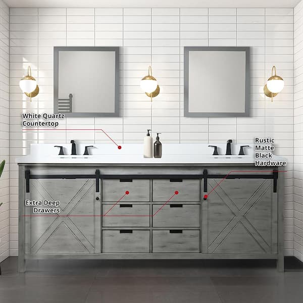 Lexora Marsyas 84-in Ash Grey Bathroom Vanity Cabinet Lexora Marsyas 84-in Ash Grey Bathroom Vanity Cabinet