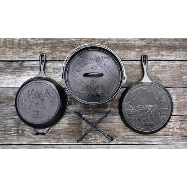 Lodge Wildlife Series 5-Piece Cast Iron Cookware Set in Black