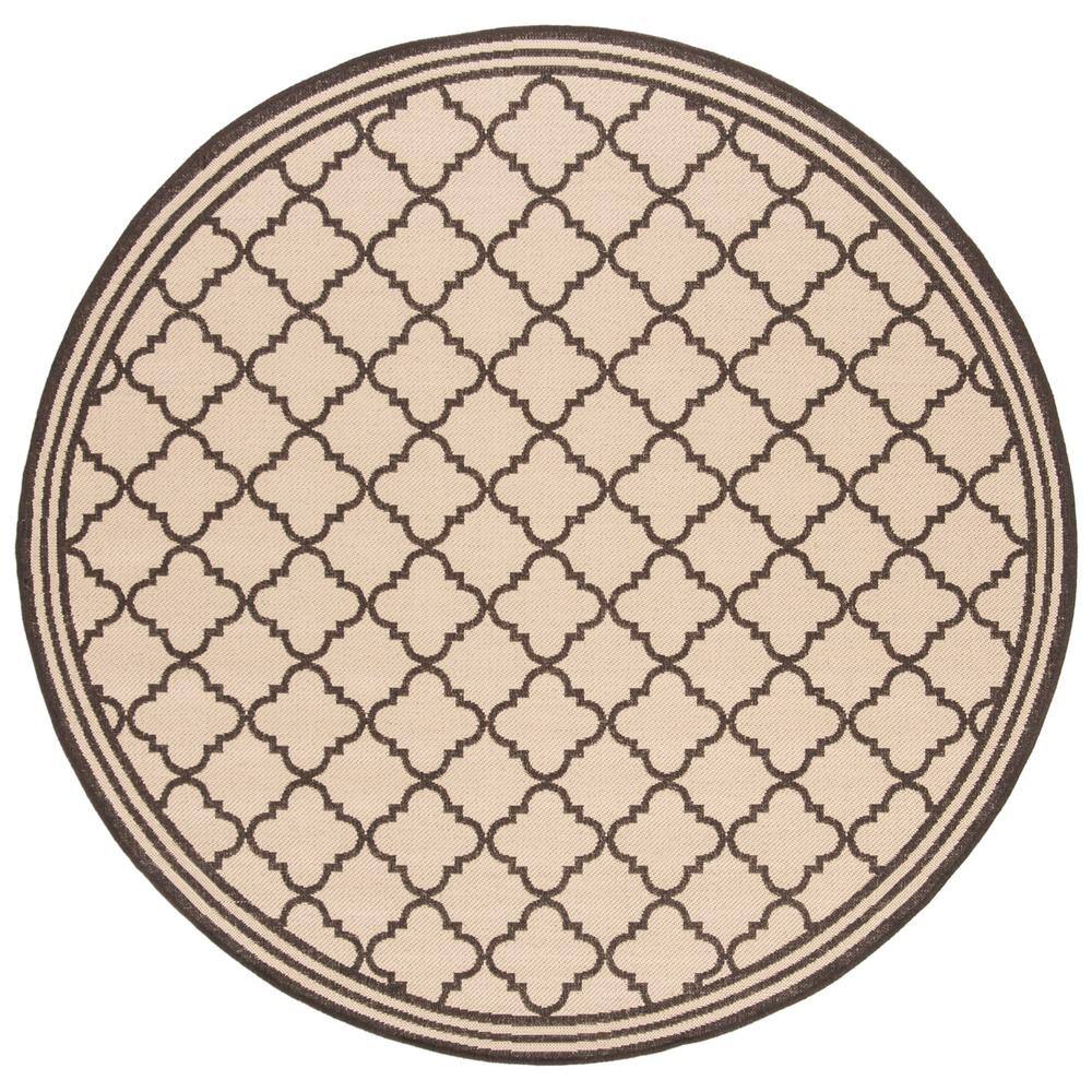SAFAVIEH Beach House Cream/Brown 7 ft. x 7 ft. Round Trellis Indoor