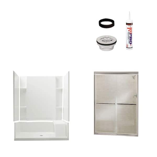 STERLING Accord Seated 36 in. x 60 in. x 74-1/4 in. Shower Kit with Shower Door in White/Chrome-DISCONTINUED