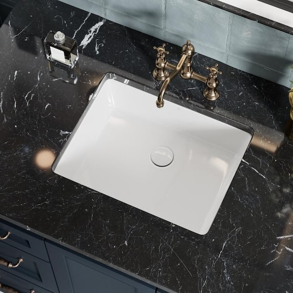 Los Flexi 20 in. Rectangular Undermount Bathroom Sink, White Vitreous China Lavatory Vanity Sink with Overflow for Under Counter