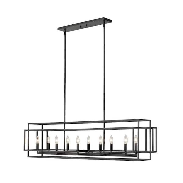 Unbranded Titania 13 in. 10-Light Standard Island Matte Black