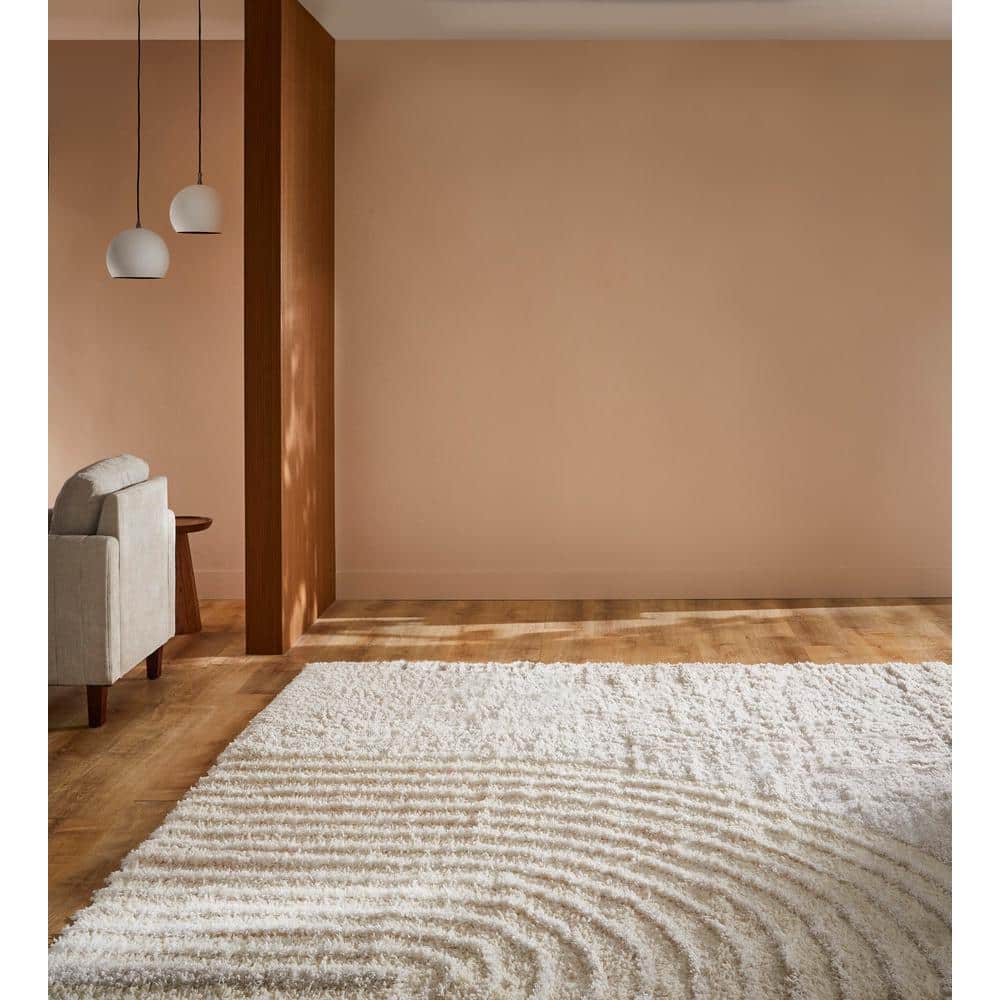 Layla Blue and Rust Stain-Resistant Rectangular Area Rug