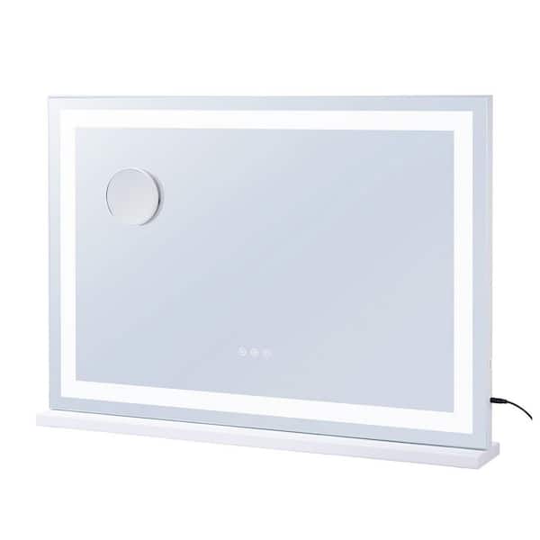 SKYSHALO Large Vanity Mirror with Lights, 22.5 in. W x 4.7 in. H Modern Classic Art Deco Square, Three Color Lighting Modes,