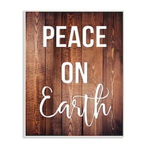 10 in. x 15 in. "Peace On Earth Distressed Wood Typography" by Daphne Polselli Printed Wood Wall Art