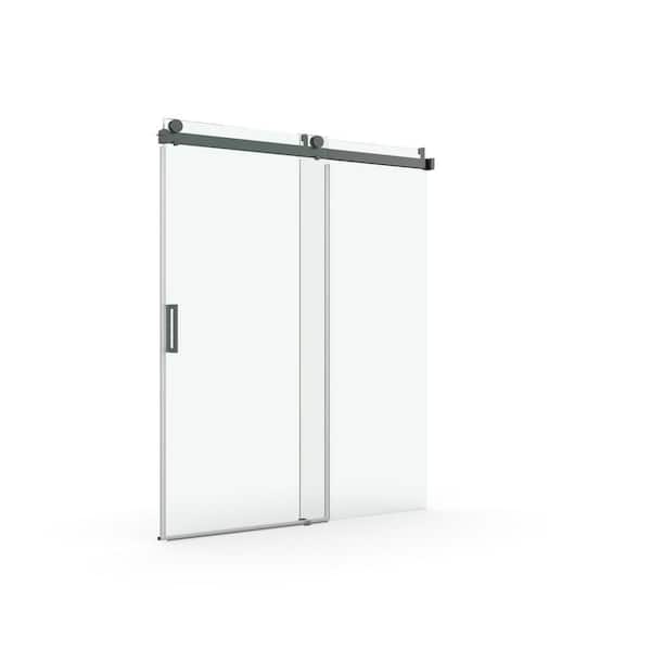 Aoibox - 60 in. W x 76 in. H Sliding Frameless Soft-Close Shower Door with Premium Thick Tampered Glass in Matte Black
