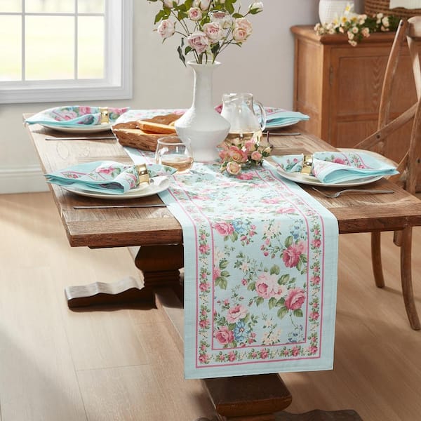 Threadmade Home Vintage Floral Garden Table Runner, Multicolor - 13"W x 70"L