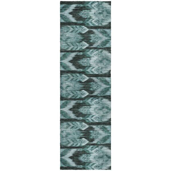 Dream Shag Premium Machine Washable Abstract ADS812 Teal 2 ft. x 7 ft. Runner Rug