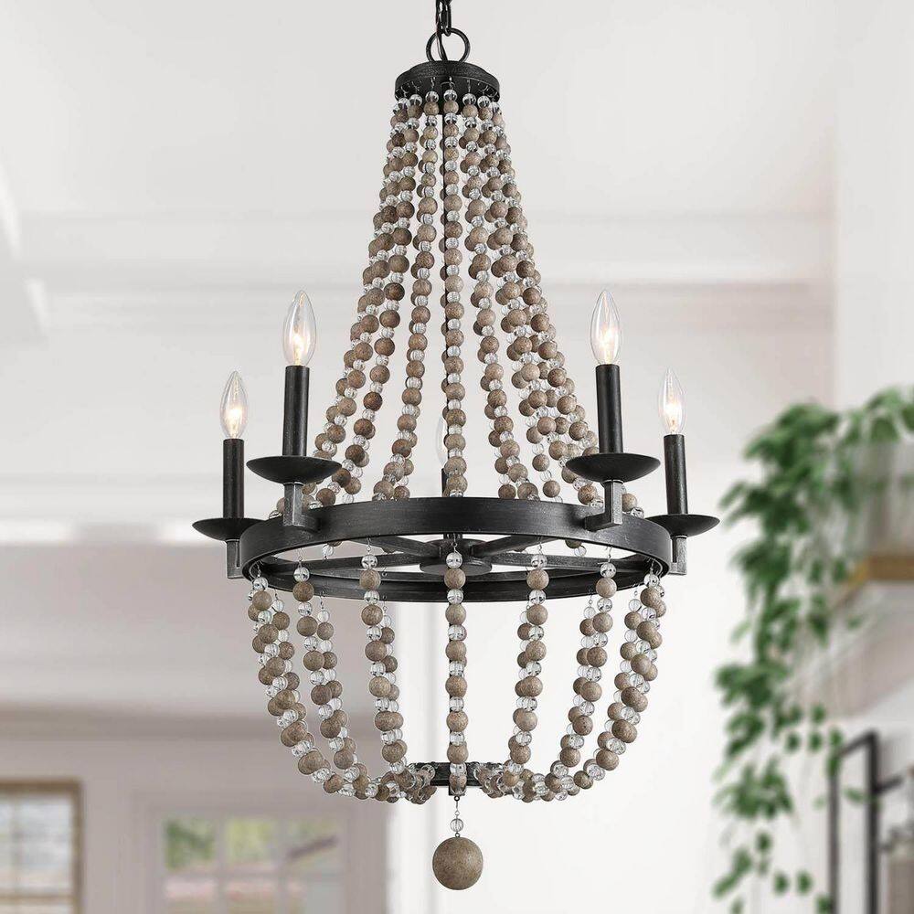 dark wood bead chandelier