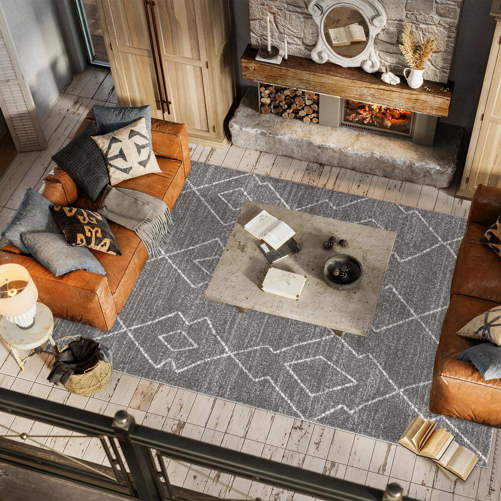 Modern Vintage Moroccan Beni Souk 3x5 Rug in Gray and Cream