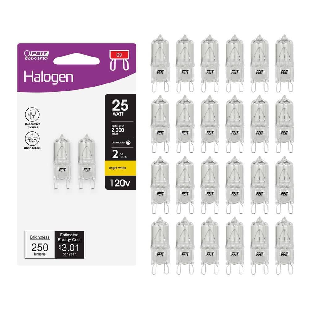 25-Watt Bright White (3000K) T4 G9 Bi-Pin Base Dimmable Decorative Halogen Light Bulb (24-Pack)