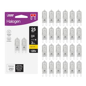 25-Watt Bright White (3000K) T4 G9 Bi-Pin Base Dimmable Decorative Halogen Light Bulb (24-Pack)