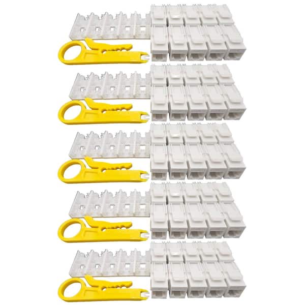 Micro Connectors, Inc CAT 6A Unshielded Punch Down Keystone Jack with Tool in White (50-Pack)