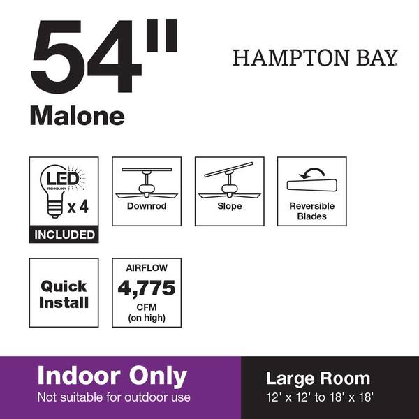 Hampton Bay Malone 54 in LED Oil-Rubbed Bronze Ceiling Fan with Light Kit 