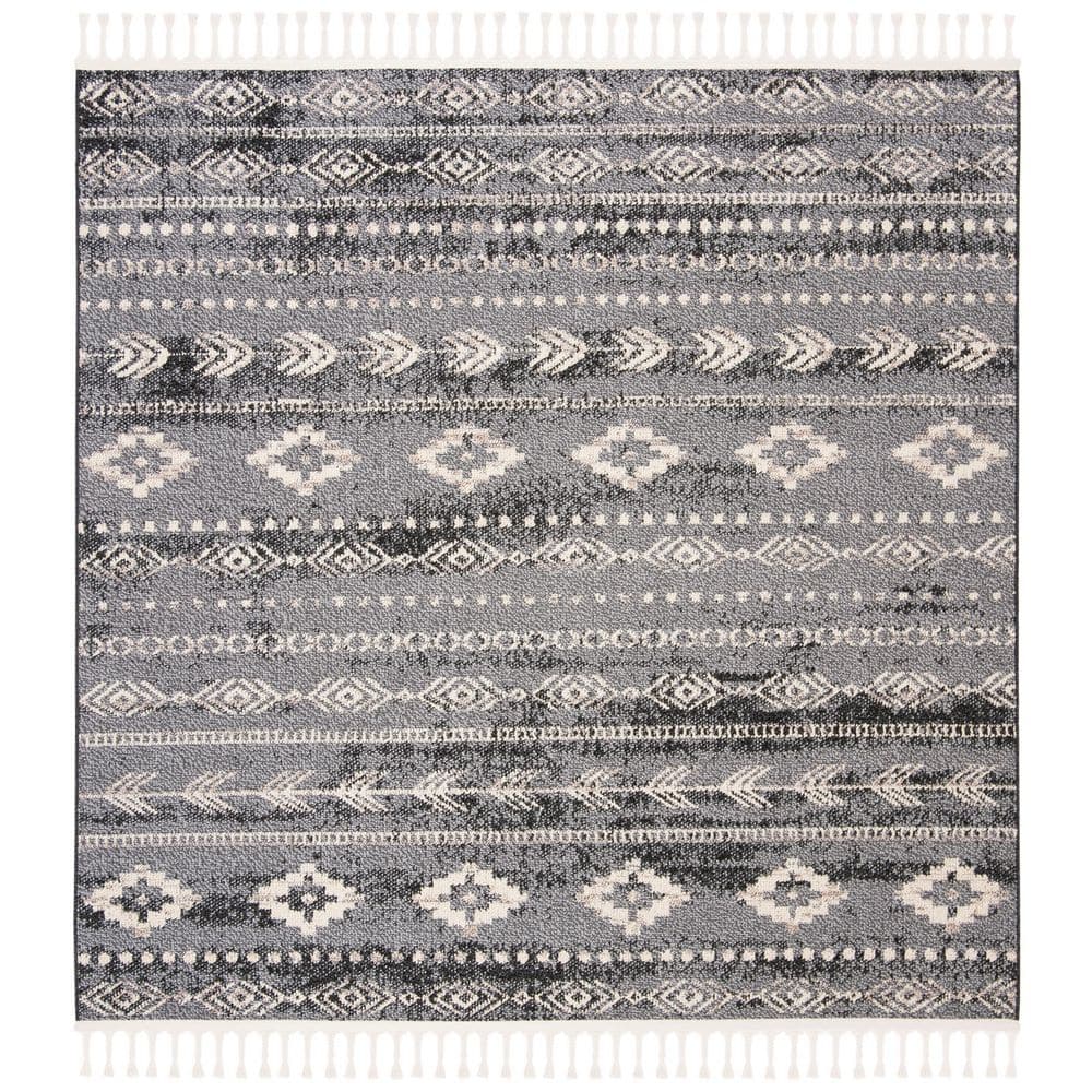 Marrakesh 7 ft. x 7 ft. Navy/Gray Striped Diamond Aztec Square Area Rug price history on PriceWatchPro