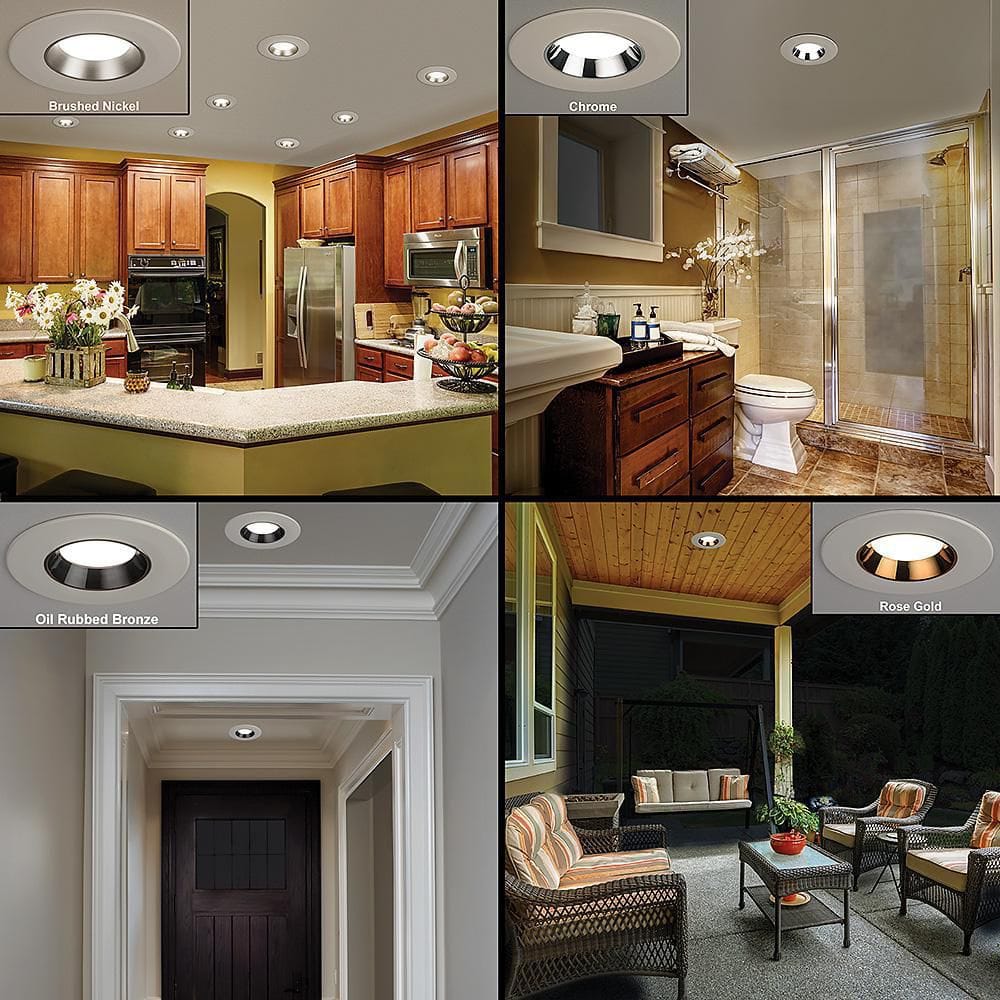 5"/6" White Brushed Nickel LED Recessed Downlight with Interchangeable Trims