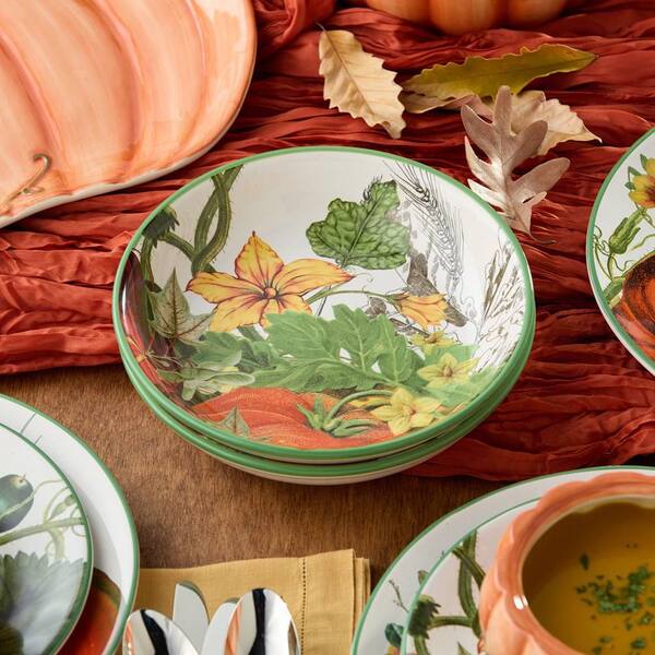 Boston International Ceramic Bowl & Spreader Set – 14 Oz, Tulipfield Design | Serving Dish For Dips & Cheese