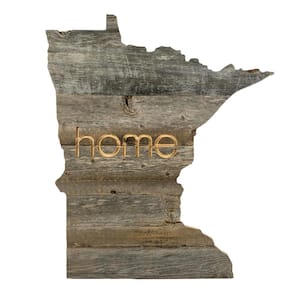 Large Rustic Farmhouse Minnesota Home State Reclaimed Wood Wall Art
