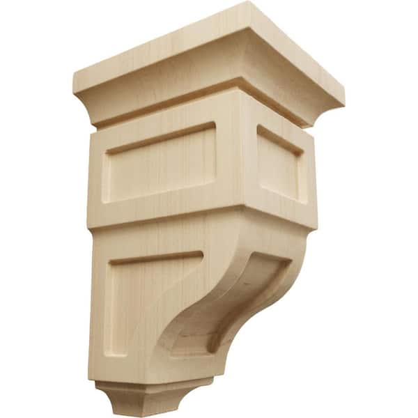 Ekena Millwork 3-1/2 in. x 6 in. x 3-3/4 in. Rubberwood Mini Reyes Wood Corbel
