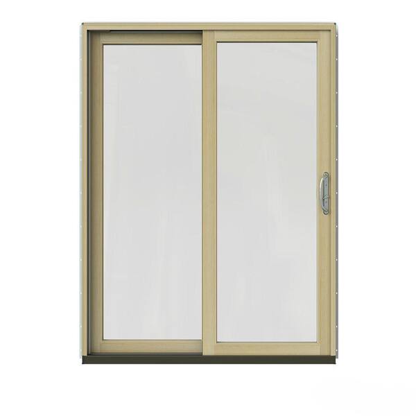 JELD-WEN 60 in. x 80 in. W-2500 Contemporary Red Clad Wood Left-Hand Full Lite Sliding Patio Door w/Unfinished Interior