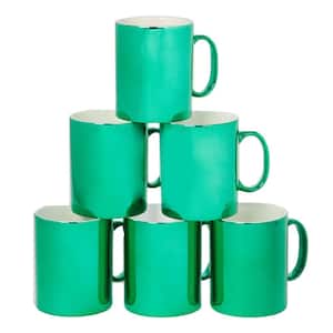 Holiday Lights 16 oz. Green Porcelain Mug (Set of 6)