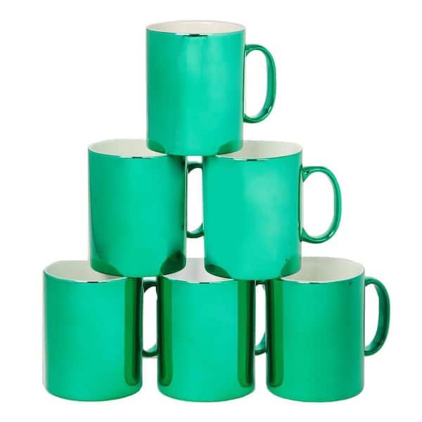 Certified International Holiday Lights 16 oz. Green Porcelain Mug (Set of 6)