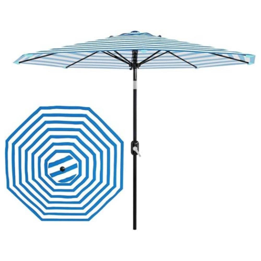 9ft Market Umbrella with Crank Lift and Push Button Tilt, Outdoor Table Umbrella for Pool Deck Garden Blue and White price history on PriceWatchPro