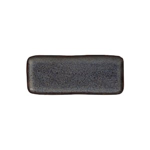 8.66 in. Titanium Dark Blue Stoneware Rectangular Platter Organic (Set of 4)