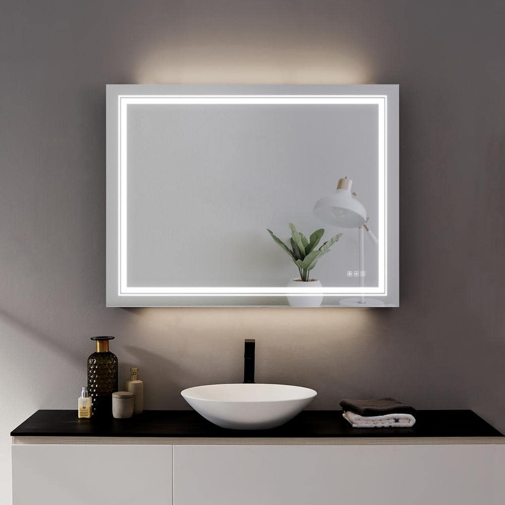 MEDUNJESS KARA 36 in. W x 48 in. H Large Rectangular Frameless anti fog