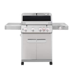 Mesa 4-Burner Propane Gas Grill in Stainless Steel with Broil Zone, Clear View Lid, Side Burner and LED Controls