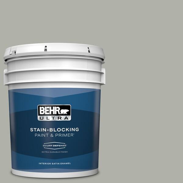 BEHR ULTRA 5 gal. #BNC-06 Urban Putty Extra Durable Satin Enamel Interior Paint & Primer