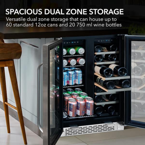 Whynter 24 in. Built-In French Door Dual Zone 20-Bottle Wine and