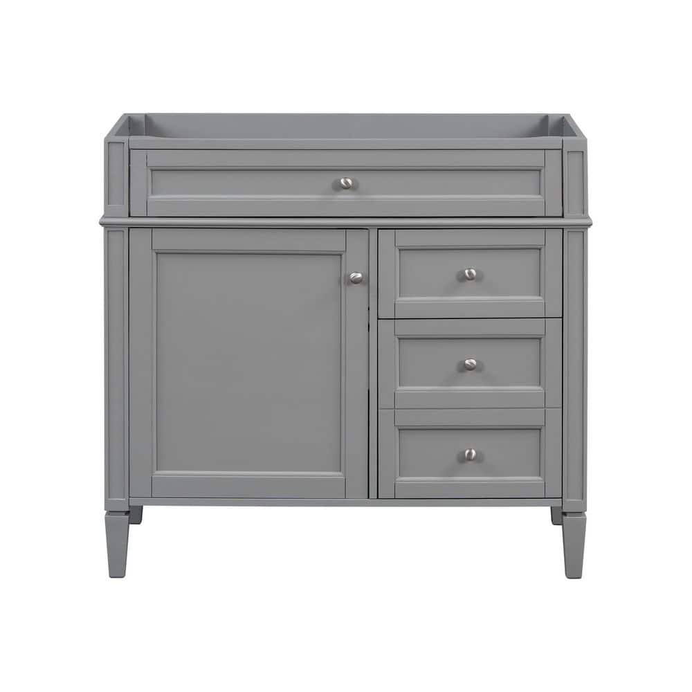35.74 in. Bath Vanity Cabinet without Top in Grey Uassembled