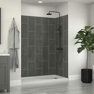 Jetcoat 32 in. x 60 in. x78 in. 5-Piece Easy-up Adhesive Alcove Shower Surround in Slate