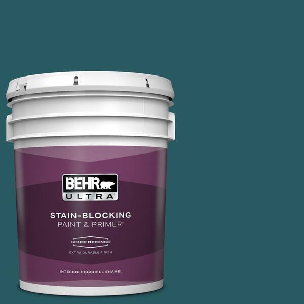 BEHR ULTRA 5 gal. #PPF-56 Terrace Teal Extra Durable Eggshell Enamel Interior Paint & Primer