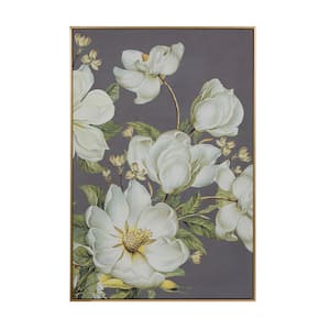 White, Gray and Green Wooden Framed Flower Wall Art Decor