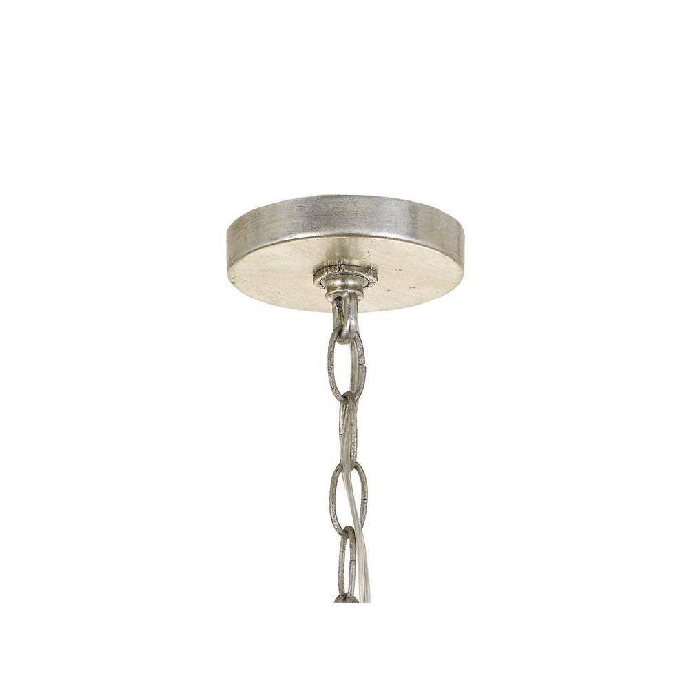Antique Silver Mini Chandelier with Capiz Shell Accents - 7'' W x 14.5'' H