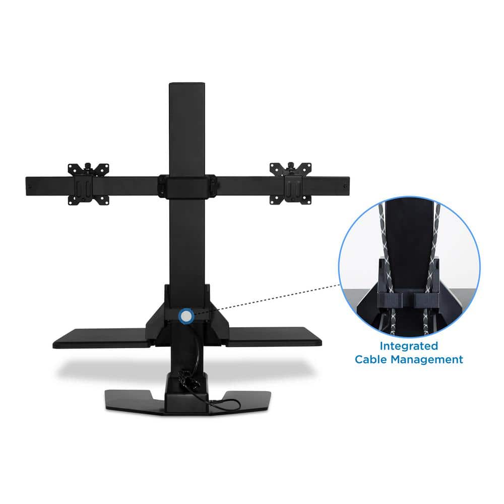 Black Steel Adjustable Dual Monitor Standing Desk Converter