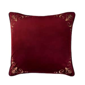 Bordeaux Crimson Scroll Polyester Euro Sham 26 in. L x 26 in. W