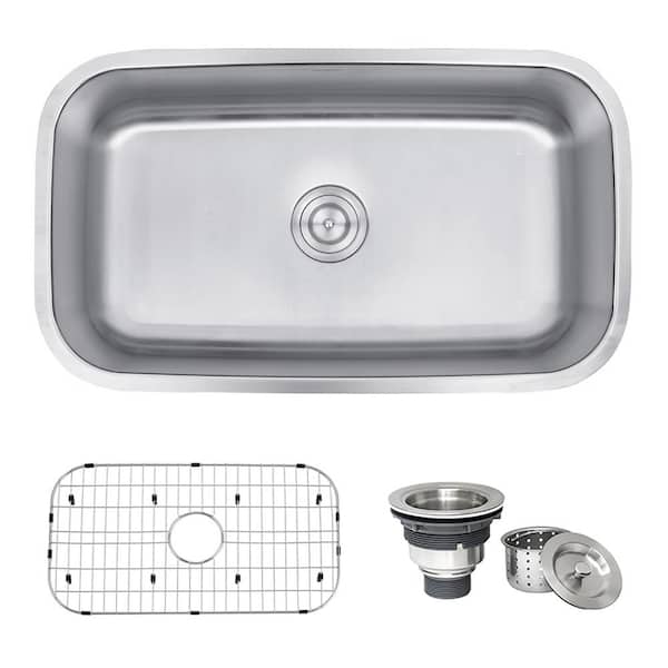 Ruvati Parmi 32 in. Undermount Single Bowl 16 Gauge Stainless Steel Kitchen Sink