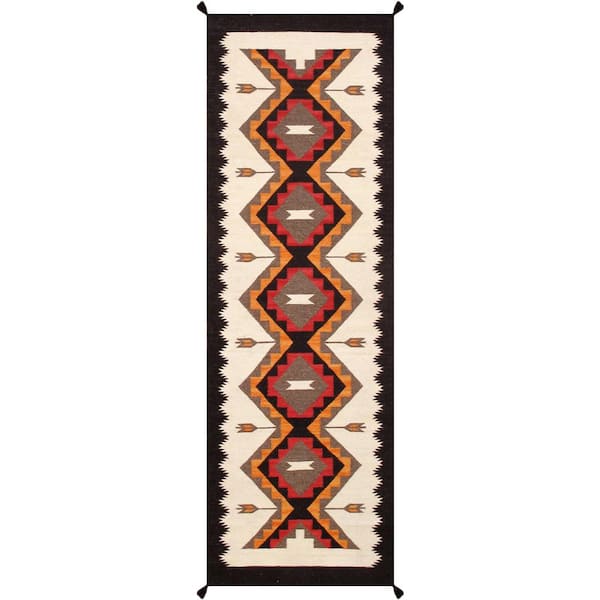 Pasargad Home Tuscany Ivory 3 ft. x 8 ft. Geometric Wool Area Rug