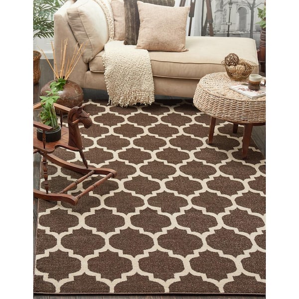 Trellis Philadelphia Dark Brown/Beige 6' 0 x 9' 0 Area Rug