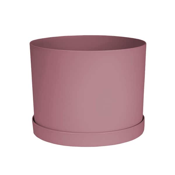 Bloem Mathers 7 in. L x 7 in. W x 5.125 in. H 2.6 qts. Dusty Rose Indoor/Outdoor Plastic Decorative Pot Planter with Saucer