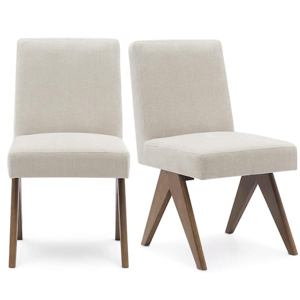 LAOTIES Mid Century Modern Dining Chair Beige (Set of 2)