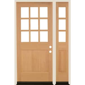 50 in. x 80 in. Farmhouse LH 1/2 Lite Clear Glass Unfinished Douglas Fir Prehung Front Door with RSL