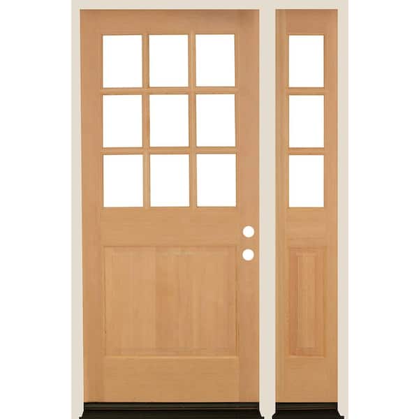 Krosswood Doors 50 in. x 80 in. Farmhouse LH 1/2 Lite Clear Glass Unfinished Douglas Fir Prehung Front Door with RSL