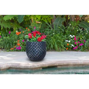 12 in. Blue Preston Ceramic Planter Decorative Pot