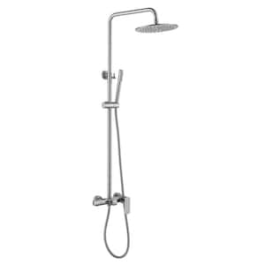 Brass Single Handle 1 -Spray Tub and Shower Faucet 1.8 GPM with Valve, Handheld Shower and Wall Bar in Brushed Nickel