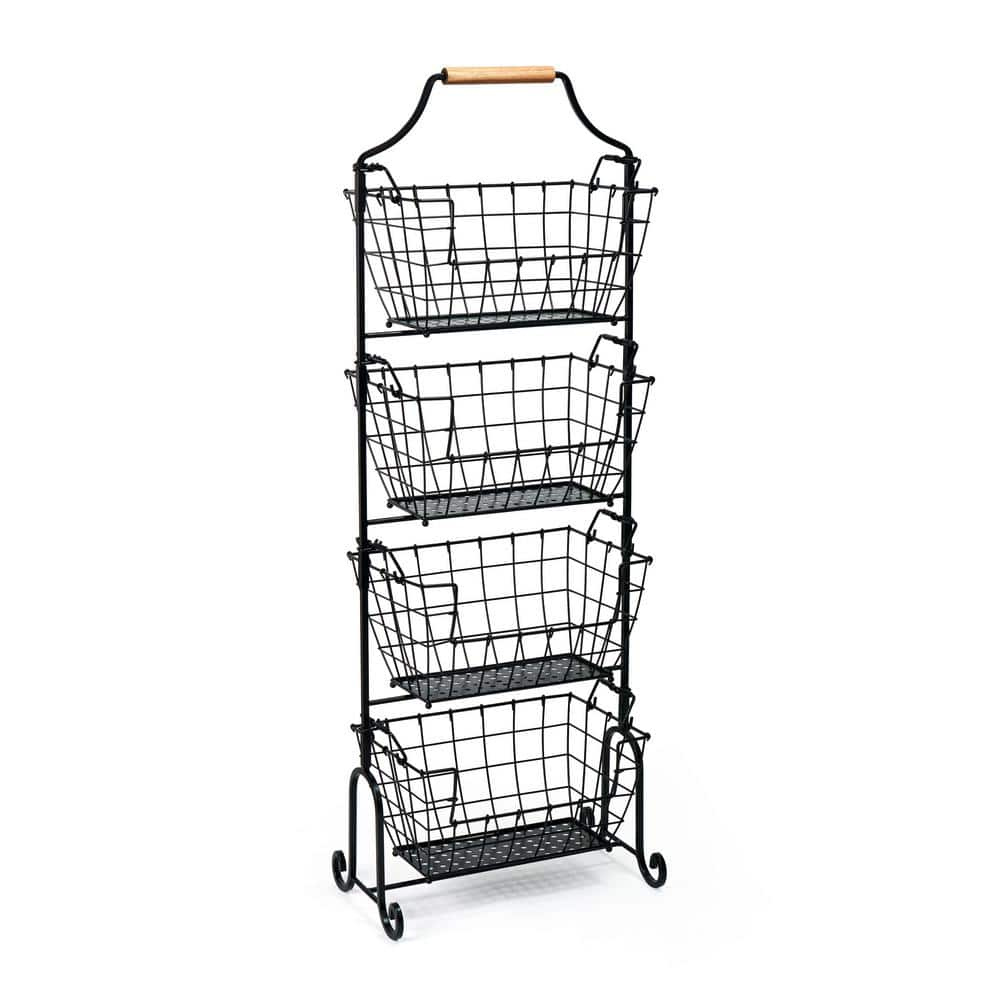 Mikasa Gourmet Basics Laguna Black Metal 4-Tier Basket Pantry Organizers